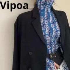 【新品未使用】Vipoa ブルー 花　長袖シャツ　シアートップス　ブラウス　透け