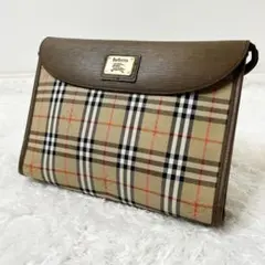 Burberry ノバチェック シャドーホース クラッチバッグ 金具 90s