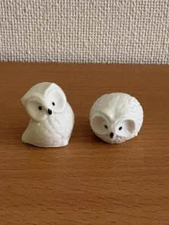 フクロウ　陶器　置物　白フクロウ　２個セット　お値引き中