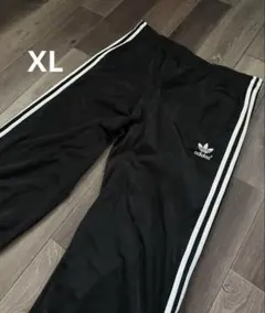 adidas トラックパンツ　ブラック　万国旗タグ　80s 90s 黒