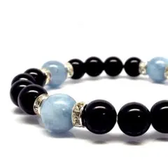アクアマリン× オニキスパワーストーンチャクラ天然石ブレスレット