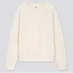 UNIQLO ダブルフェイススウェットシャツ 長袖 オフホワイト Lサイズ