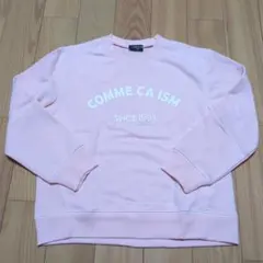 新品☆コムサイズム ピンク 3本針ステッチ ベーシックロゴトレーナー140㎝