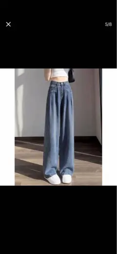 ハイウエストデニムストレートパンツ