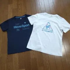 Lサイズ スポーツ半袖シャツ２枚セット le coq白 & DESCENTE紺のサムネイル