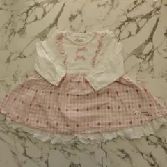 クーラクール　ウサギ刺繍付きピンクワンピース90サイズ