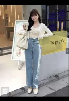 ウエストウェーブデザインデニムパンツ[gn290]