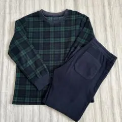 UNIQLO ユニクロ フリースパジャマ グリーンチェック 120-130