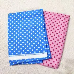 ピンク水玉布110cm×2m ブルー水玉布110cm×1.5mセット ミニー