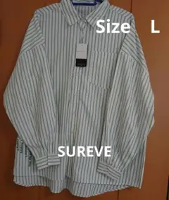【未使用品】SUREVE ストライプ長袖シャツ L 緑