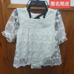 値下げ！ 花柄刺繍 ベビードレス アイボリー 3-6 ロンパース レース