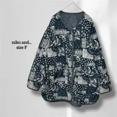 ニコアンド キルティングジャケット ネイビー 長袖 パッチワーク s6123