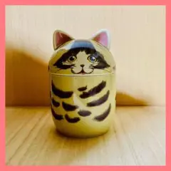 ②Cat Pit キジトラ　小田陶器　小物入れ　陶器　猫　置物