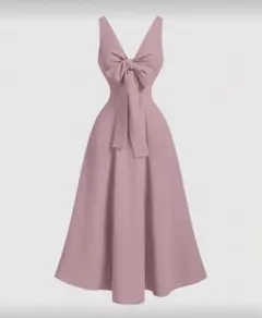 リボン付きピンクロングワンピースSHEIN