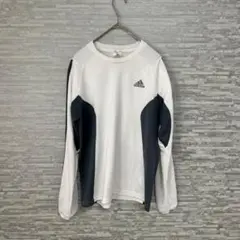 アディダス ✨クライマクール 長袖Tシャツ 白×紺 S スポーツ　ウェア　ジム