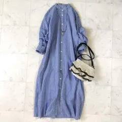 美品✨ カレンソロジー ストライプシャツワンピース 洗える トーマス