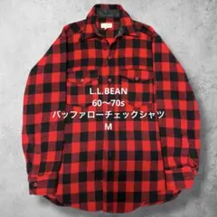 60s70sL.L.BEANバッファローチェックウールチェック柄シャツM赤黒