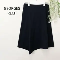 GEORGES RECH フレアスカート ひざ丈スカート　アシンメトリー　黒