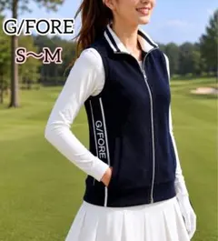 G/FORE ジーフォア ニットベスト レディース S ジップアップ ネイビー