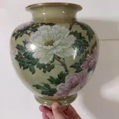【青磁／花瓶】ほほえみ　フラワーベース　壺　京都　陶芸家　長谷川勇　未使用　共箱 紫青釉彩／扁壺】花瓶 花器 一輪挿し 壺 京都 陶芸家 長谷川勇作