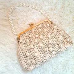 パール付き 3way がま口 パーティーバッグ