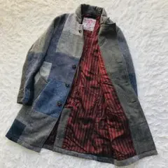 【大人気モデル】ハリスツイード★チェスターコート ヘリンボーン パッチワーク M
