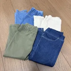 無印　レギンスパンツ　4点セット　サイズ８０　ベージュ　カーキ　デニム調