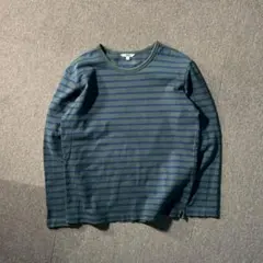 UNIQLO レディース L 肉厚 ボーダー カットソー クルーネックロンT