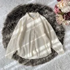 GYDAコーデュロイシャツ（F）アイボリー系　長袖　秋冬　ナチュラル　無地