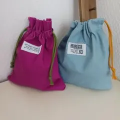 カラフル巾着袋セット（ピンク・青）