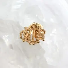 【美品】Christian Dior ロゴ ピンブローチ ゴールドのサムネイル