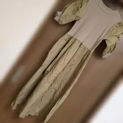 CONTINUER de NICE CLAUP ロングワンピース 半袖 ベージュ