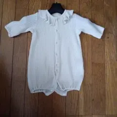 mamaraku フリル付きホワイトロンパース 50-70サイズ