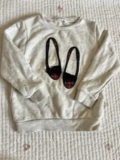 グローバルワーク　バレーシューズ　長袖　グレー　ラメ トレーナー 100 S