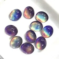 ガラス カボション サーモガラス 紫色 約12×10mm 10個 カラーチェンジ