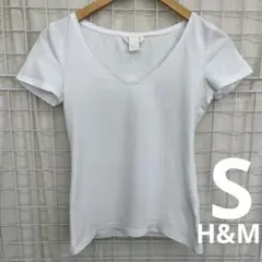 エイチアンドエム　H＆M　BASIC ホワイト Vネック Tシャツ S