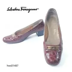 Salvatore Ferragamo パンプス スクエアトゥ クロコ型押しのサムネイル