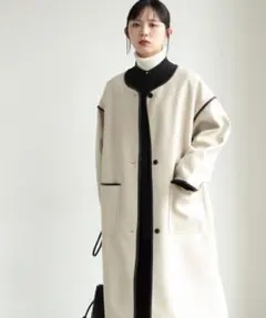 ノーカラーパイピングガウンコート　神戸レタス/リエディ/fifth/コカ