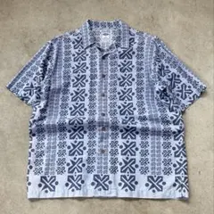 90s old navy 開襟シャツ アロハ オープンカラー 古着 総柄 Mのサムネイル