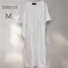 zucca 【M】 ホワイト シャツワンピース チュニック　ゆったり　体型カバー