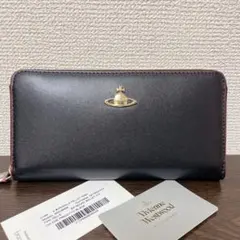 VivienneWestwood 黒　赤　長財布　マット　ラウンドファスナー