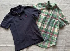 ポロ　ラルフローレン  ジュニアM ポロ　マドラスチェックシャツ　2点セット