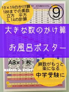 ⑨大きな数のかけ算　A3サイズ　お風呂ポスター