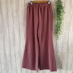 【L】シャガード カジュアル フレア パンツ ウエストゴム ピンク
