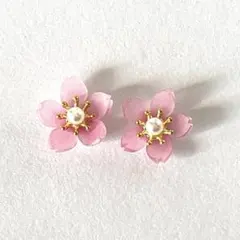 さくら2 ピアス　イヤリング変更可能　ハンドメイド