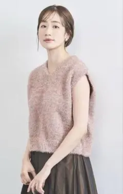 ユナイテッドアローズ　グリッターラメニット　ベスト　ピンク