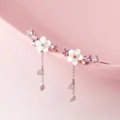 ☆花 ハート型 チャーム ピアス 桜 プレゼント 和 ピンク