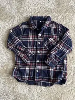 無印　チェック柄フランネル長袖シャツ　サイズ　100