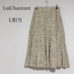 ☆昭和レトロ☆ ルイシャンタン ミディ丈フレアスカート 小花柄 裏地付 淡色のサムネイル