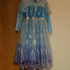 水色 雪の結晶 ドレス 120　エルサ　プリンセス